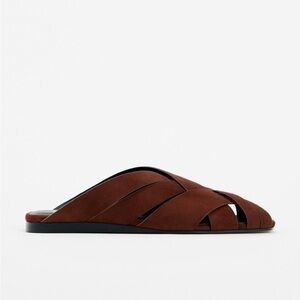 Zara Suede Crossed Strap Mules/Slides